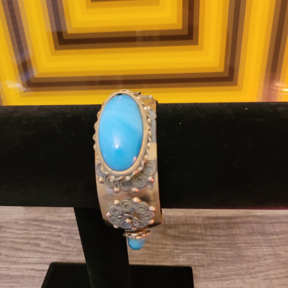 Imitation turquoise stainless steel bracelet